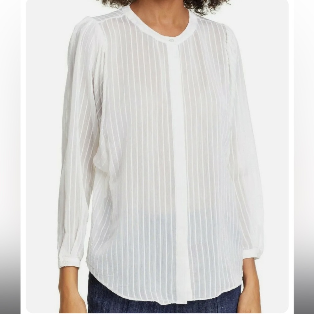 JOIE Rashelda Dolman Sleeve Button Front Sheer Top